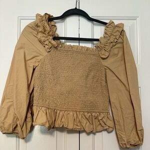 Tan/ brown smocked top